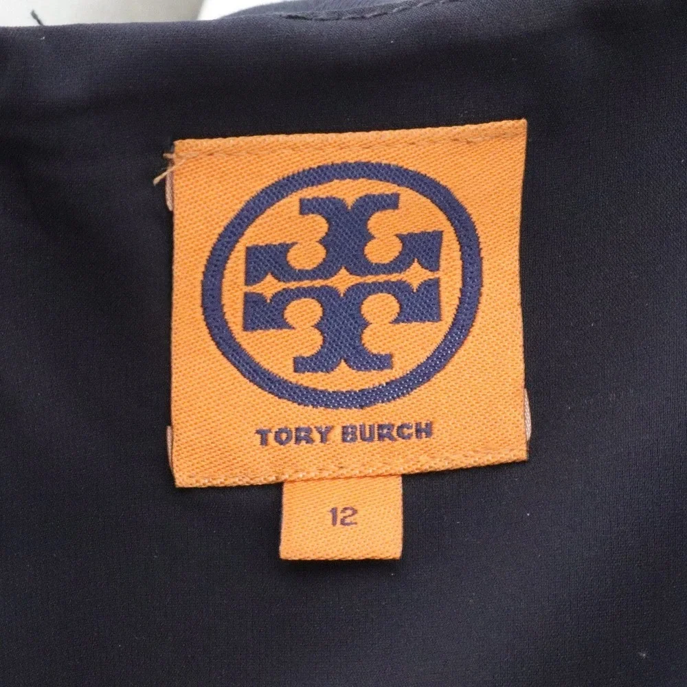 Tory Burch Navy Blue Tailored Square Neck Sheath Work Dress Size 12